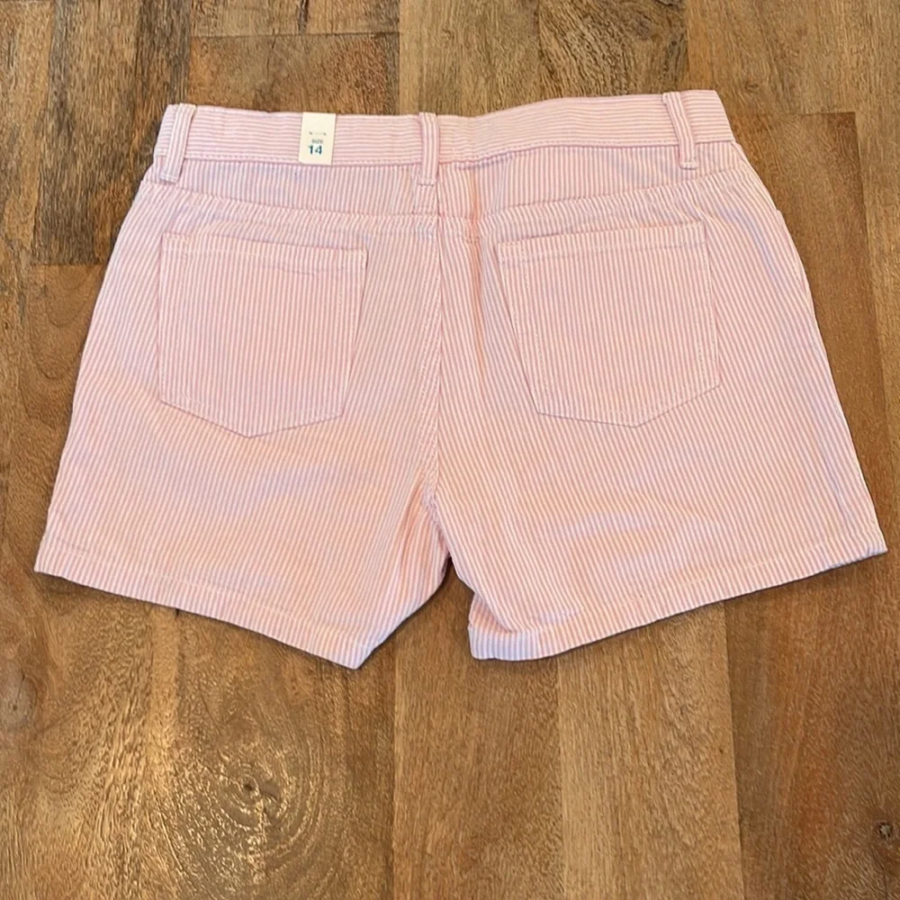 𝅺The Children’s Place Adjustable Waist Girls Pink White Stripe Short Size 14